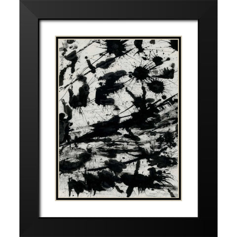 Splatter 2 Black Modern Wood Framed Art Print with Double Matting by OnRei