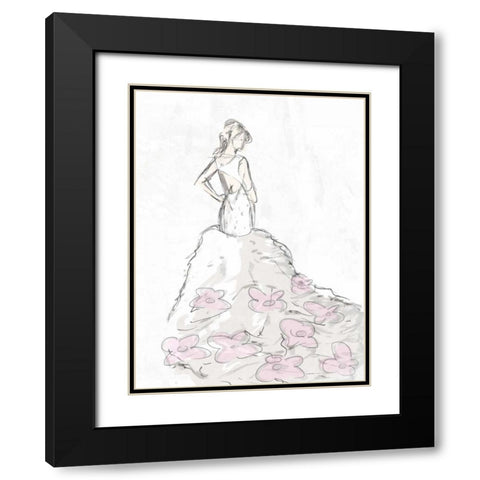 Fashion Flower Dress 2 Black Modern Wood Framed Art Print with Double Matting by OnRei