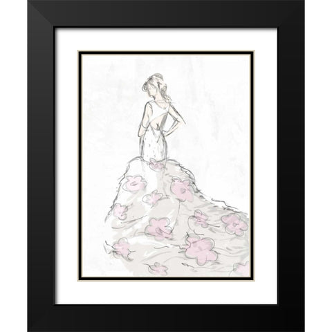 Fashion Flower Dress Black Modern Wood Framed Art Print with Double Matting by OnRei