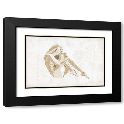 Nude Pose Black Modern Wood Framed Art Print with Double Matting by OnRei