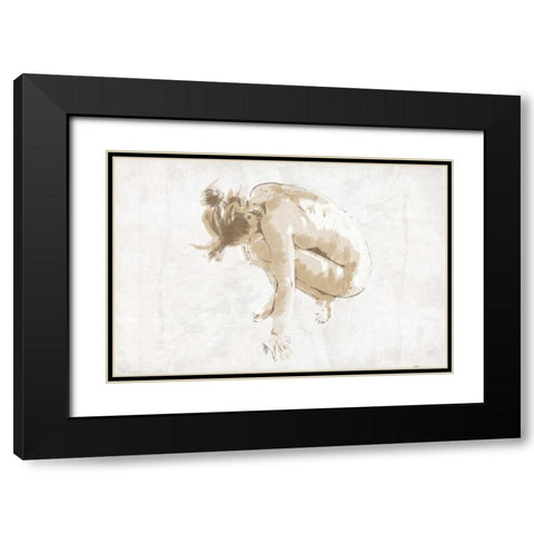 Nude Pose Mate Black Modern Wood Framed Art Print with Double Matting by OnRei