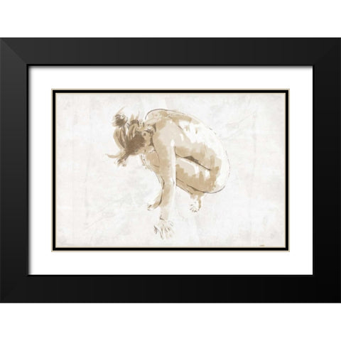 Nude Pose Mate Black Modern Wood Framed Art Print with Double Matting by OnRei