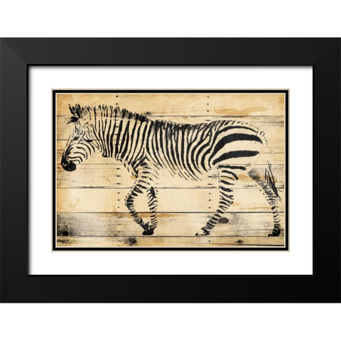 Zebra Wood Black Modern Wood Framed Art Print with Double Matting by OnRei