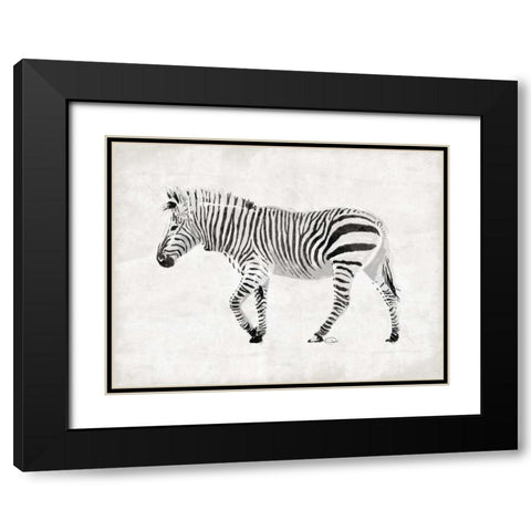 Zebra Black Modern Wood Framed Art Print with Double Matting by OnRei