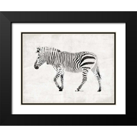 Zebra Black Modern Wood Framed Art Print with Double Matting by OnRei