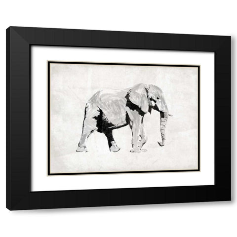 Elephant Black Modern Wood Framed Art Print with Double Matting by OnRei