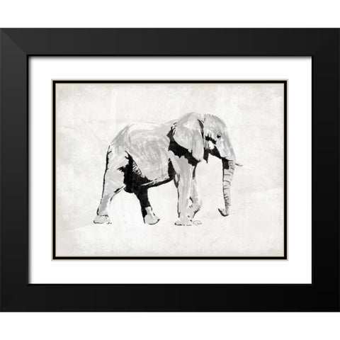 Elephant Black Modern Wood Framed Art Print with Double Matting by OnRei