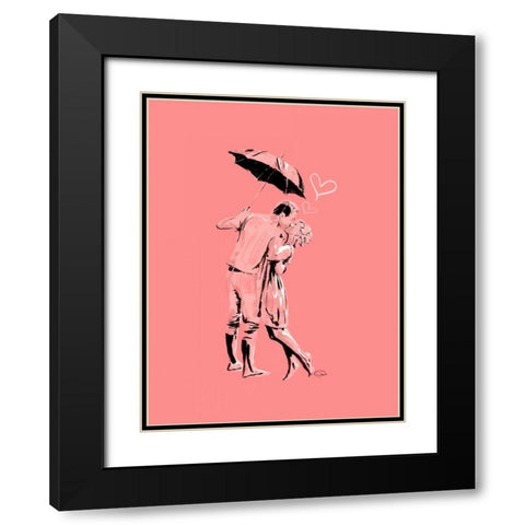 Romantic Love Pink Black Modern Wood Framed Art Print with Double Matting by OnRei