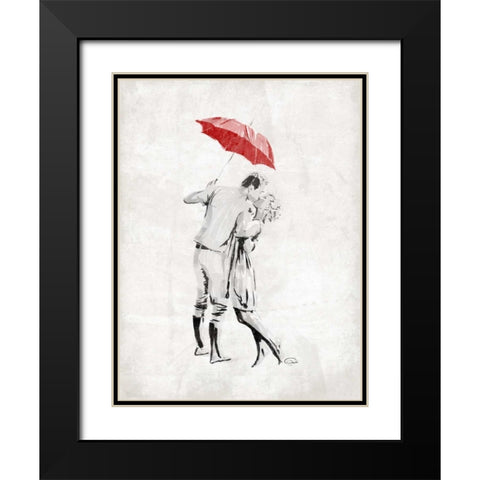 Romantic Love Black Modern Wood Framed Art Print with Double Matting by OnRei