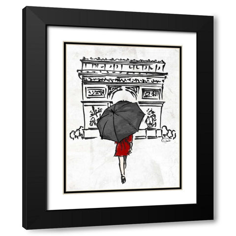 Inked Walk Away Red Black Modern Wood Framed Art Print with Double Matting by OnRei