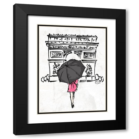 Inked walk away Black Modern Wood Framed Art Print with Double Matting by OnRei