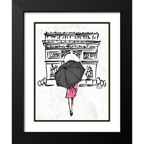 Inked walk away Black Modern Wood Framed Art Print with Double Matting by OnRei