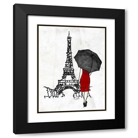 Inked Walk Away Mate Red Black Modern Wood Framed Art Print with Double Matting by OnRei