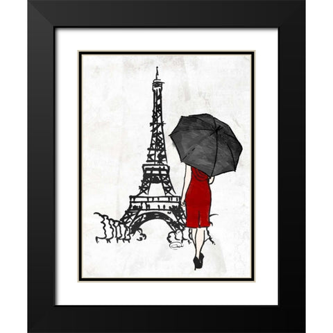 Inked Walk Away Mate Red Black Modern Wood Framed Art Print with Double Matting by OnRei