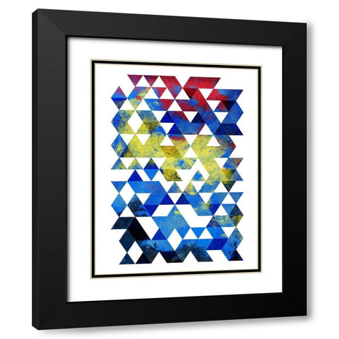 Pop Triangles Black Modern Wood Framed Art Print with Double Matting by OnRei