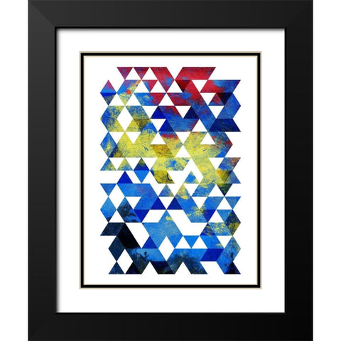 Pop Triangles Black Modern Wood Framed Art Print with Double Matting by OnRei