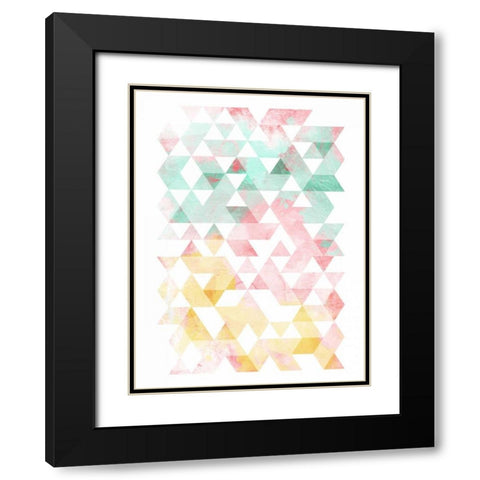 Pastel Triangles Mate Black Modern Wood Framed Art Print with Double Matting by OnRei