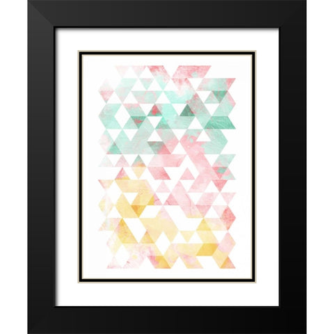 Pastel Triangles Mate Black Modern Wood Framed Art Print with Double Matting by OnRei