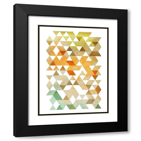 Soft Earth Triangles Black Modern Wood Framed Art Print with Double Matting by OnRei