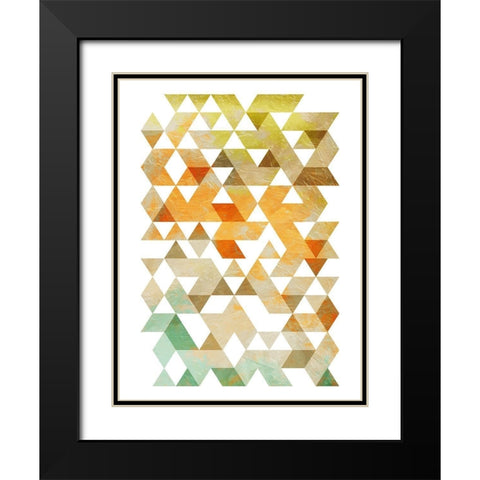 Soft Earth Triangles Black Modern Wood Framed Art Print with Double Matting by OnRei