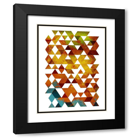 Lava Triangles Black Modern Wood Framed Art Print with Double Matting by OnRei