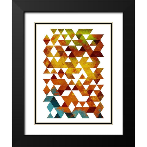 Lava Triangles Black Modern Wood Framed Art Print with Double Matting by OnRei