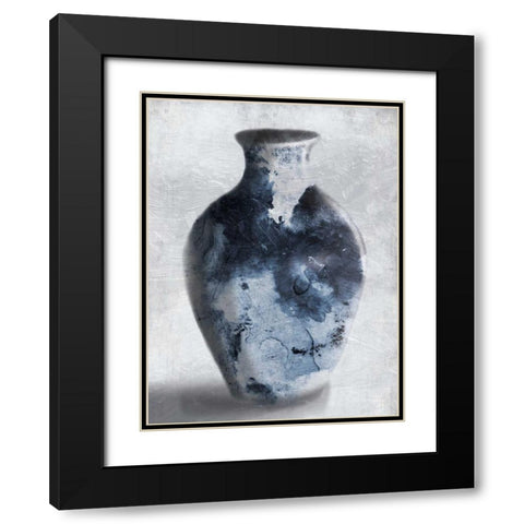 Blue Smoke Black Modern Wood Framed Art Print with Double Matting by OnRei