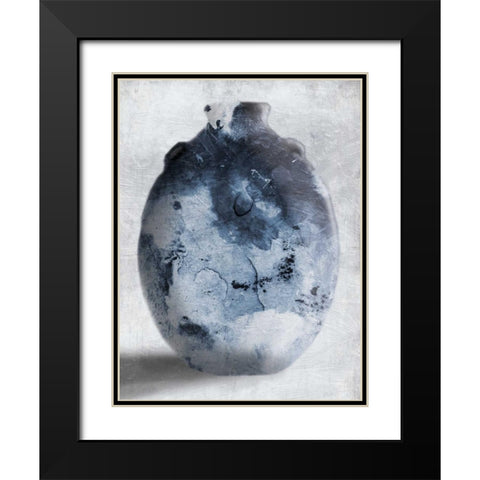 Blue Smoke Mate Black Modern Wood Framed Art Print with Double Matting by OnRei