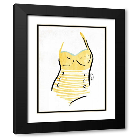 Vintage Swimsuit Pastel 1 Black Modern Wood Framed Art Print with Double Matting by OnRei