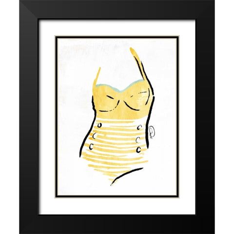 Vintage Swimsuit Pastel 1 Black Modern Wood Framed Art Print with Double Matting by OnRei