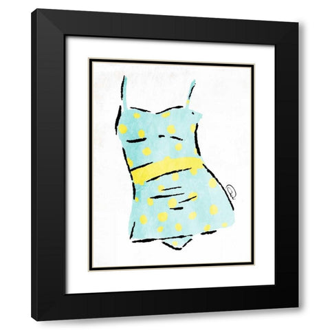 Vintage Swimsuit Pastel 2 Black Modern Wood Framed Art Print with Double Matting by OnRei