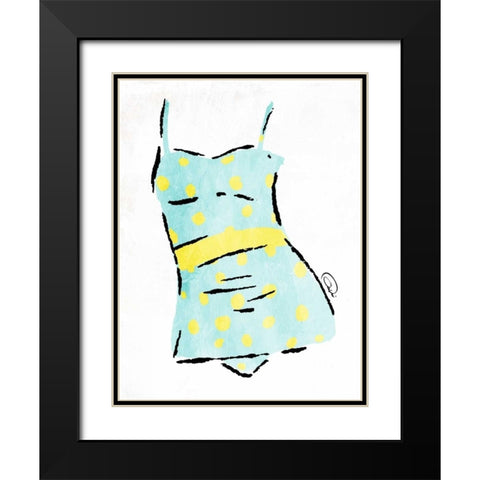 Vintage Swimsuit Pastel 2 Black Modern Wood Framed Art Print with Double Matting by OnRei