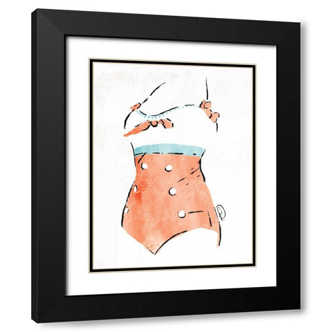 Vintage Swimsuit Pastel 3 Black Modern Wood Framed Art Print with Double Matting by OnRei