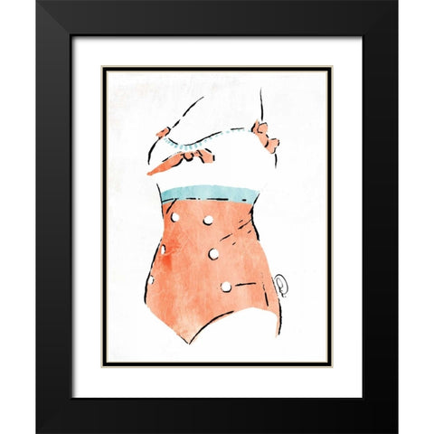 Vintage Swimsuit Pastel 3 Black Modern Wood Framed Art Print with Double Matting by OnRei