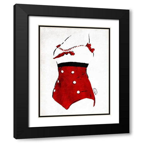 Vintage Swimsuit 3 Black Modern Wood Framed Art Print with Double Matting by OnRei