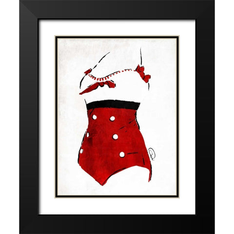 Vintage Swimsuit 3 Black Modern Wood Framed Art Print with Double Matting by OnRei