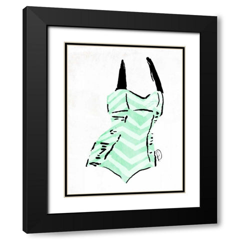 Vintage Swimsuit Pastel 4 Black Modern Wood Framed Art Print with Double Matting by OnRei