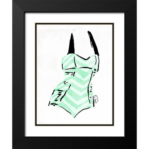 Vintage Swimsuit Pastel 4 Black Modern Wood Framed Art Print with Double Matting by OnRei