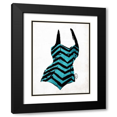 Vintage Swimsuit 4 Black Modern Wood Framed Art Print with Double Matting by OnRei