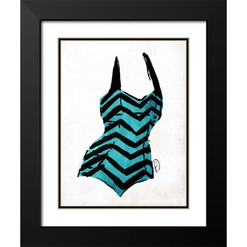 Vintage Swimsuit 4 Black Modern Wood Framed Art Print with Double Matting by OnRei