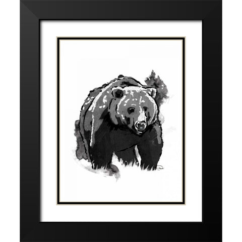 Black Bear Black Modern Wood Framed Art Print with Double Matting by OnRei