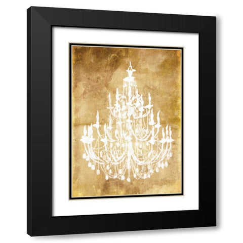 Gold Chandelier Black Modern Wood Framed Art Print with Double Matting by OnRei