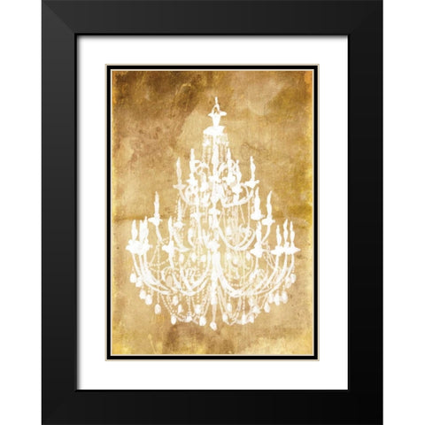 Gold Chandelier Black Modern Wood Framed Art Print with Double Matting by OnRei