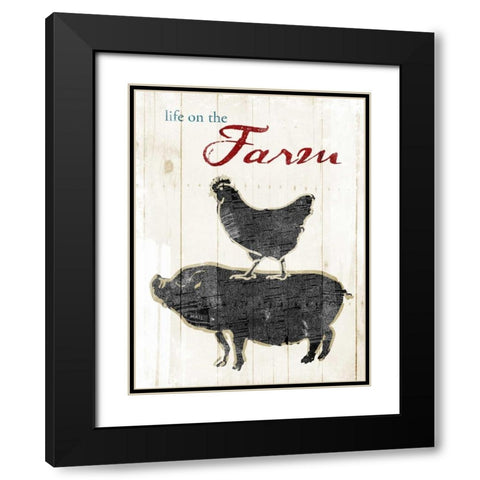 Life On The Farm Black Modern Wood Framed Art Print with Double Matting by OnRei