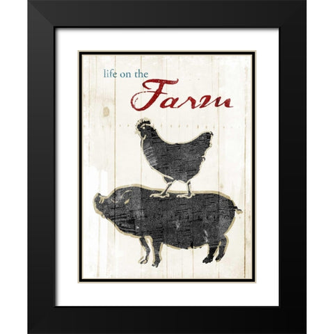 Life On The Farm Black Modern Wood Framed Art Print with Double Matting by OnRei