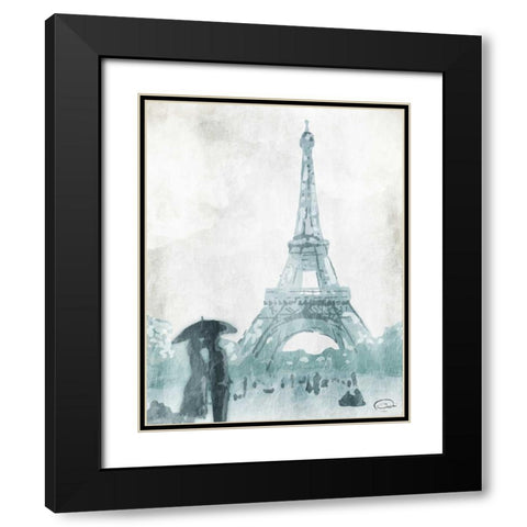 Love in Paris Black Modern Wood Framed Art Print with Double Matting by OnRei