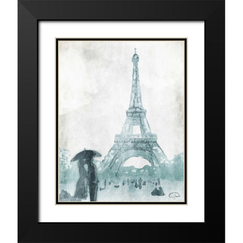 Love in Paris Black Modern Wood Framed Art Print with Double Matting by OnRei