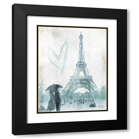 Eiffel Love Black Modern Wood Framed Art Print with Double Matting by OnRei