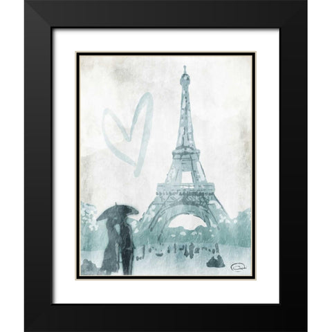 Eiffel Love Black Modern Wood Framed Art Print with Double Matting by OnRei