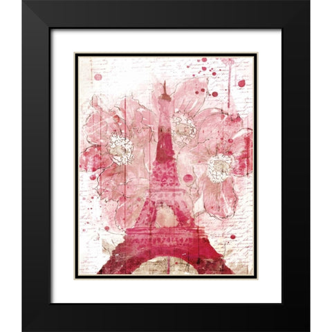 Paris Bloom Black Modern Wood Framed Art Print with Double Matting by OnRei